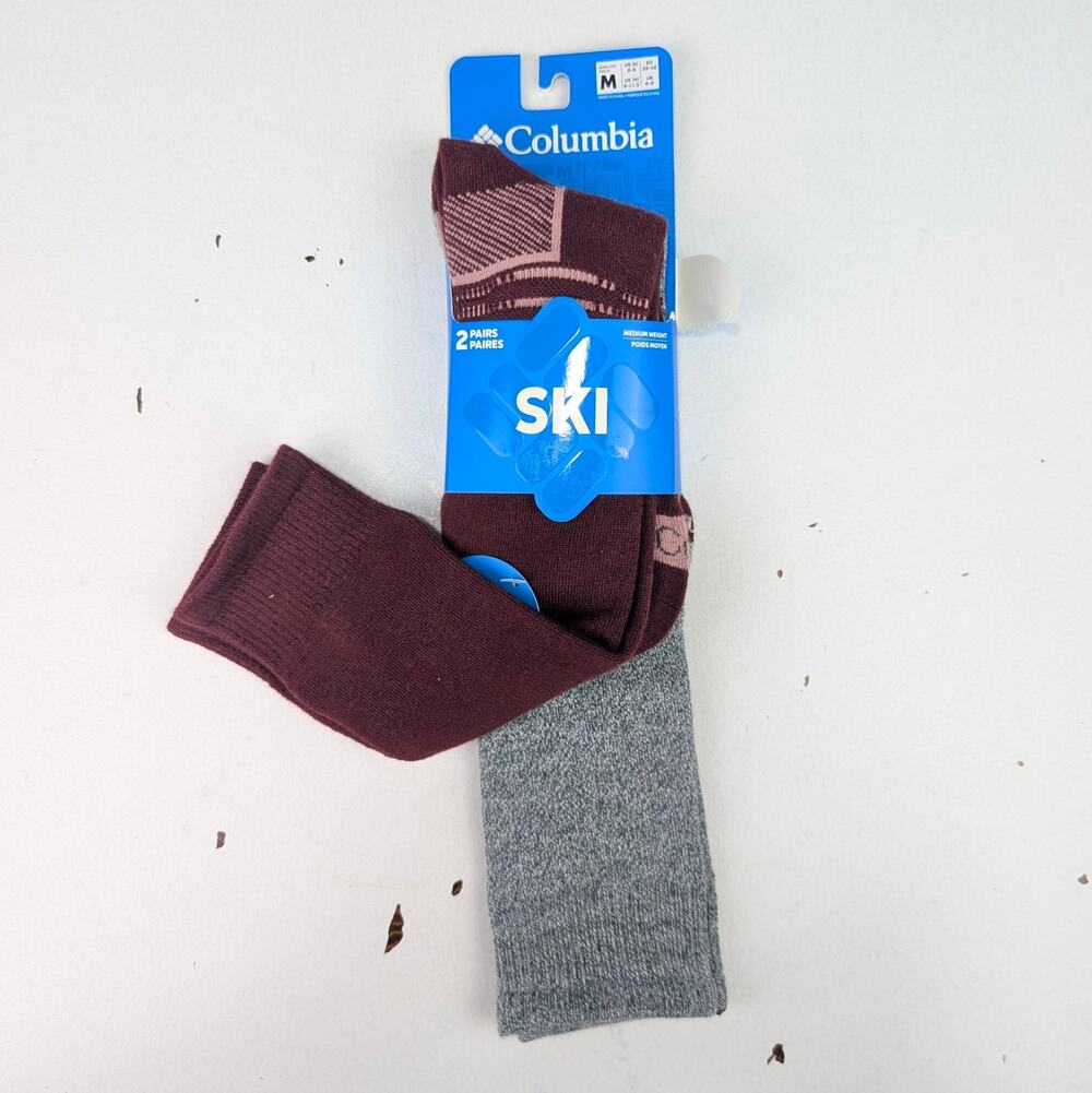 Columbia Thermolite Over the Calf Ski Socks - Rich Wine/Gray - M6-9 W8-11.5